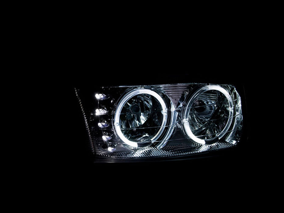 Anzo USA 111208 Crystal Headlight Set w/Halo; Clear Lens; Chrome Housing; Pair; w/1 pc. LED; - Truck Part Superstore