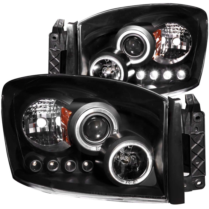 Anzo USA 111209 Projector Headlight Set w/Halo; Clear Lens; Black Housing; Pair; - Truck Part Superstore