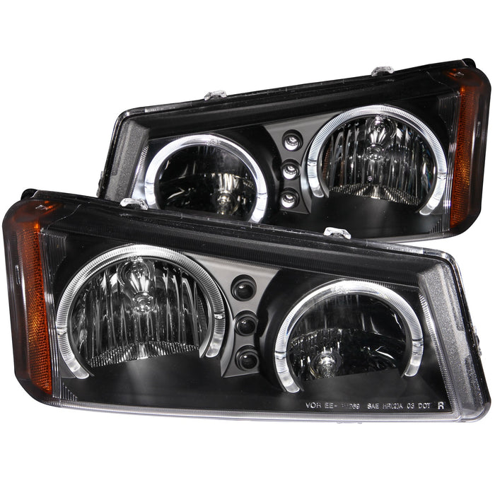 Anzo USA 111212 Crystal Headlight Set w/Halo; Clear Lens; Black Housing; Pair; - Truck Part Superstore