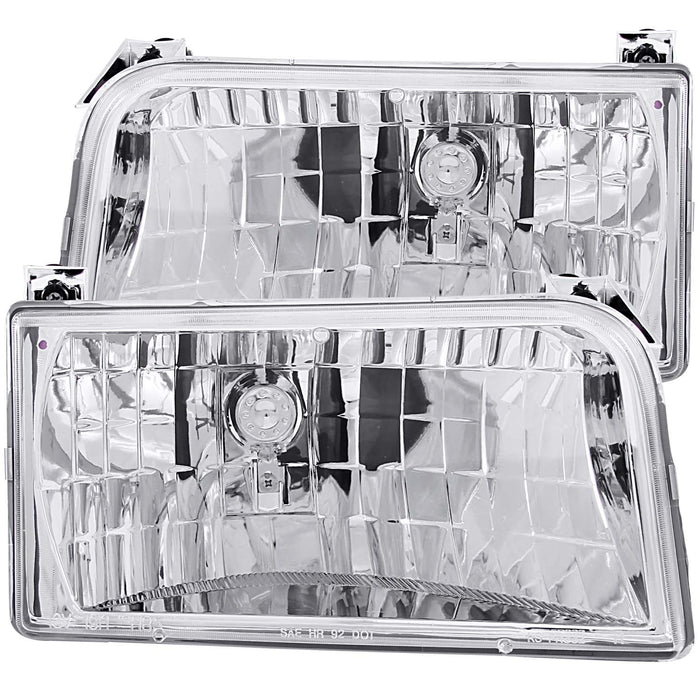 Anzo USA 111247 Crystal Headlight Set; Clear Lens; Chrome Housing; Pair; - Truck Part Superstore