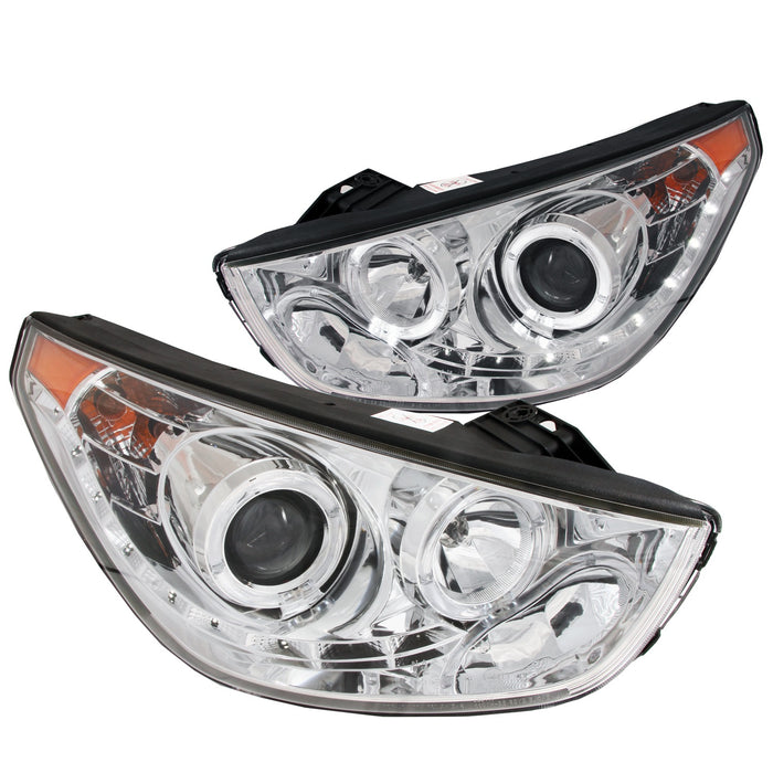 ANZO USA 111259 Projector Headlight Set w/2 Halos; Clear Lens; Chrome Housing; Pair; - Truck Part Superstore