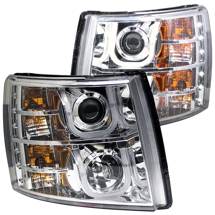 Anzo USA 111282 Projector Headlight Set; Clear Lens; Chrome Housing; Pair; w/U-Bar; - Truck Part Superstore