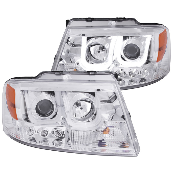 Anzo USA 111287 Projector Headlight Set; Clear Lens; Chrome Housing; Pair; w/U-Bar; - Truck Part Superstore