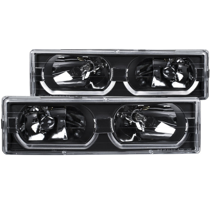 Anzo USA 111299 Crystal Headlight Set; Clear Lens; Black Housing; Pair; w/Low Brow; - Truck Part Superstore