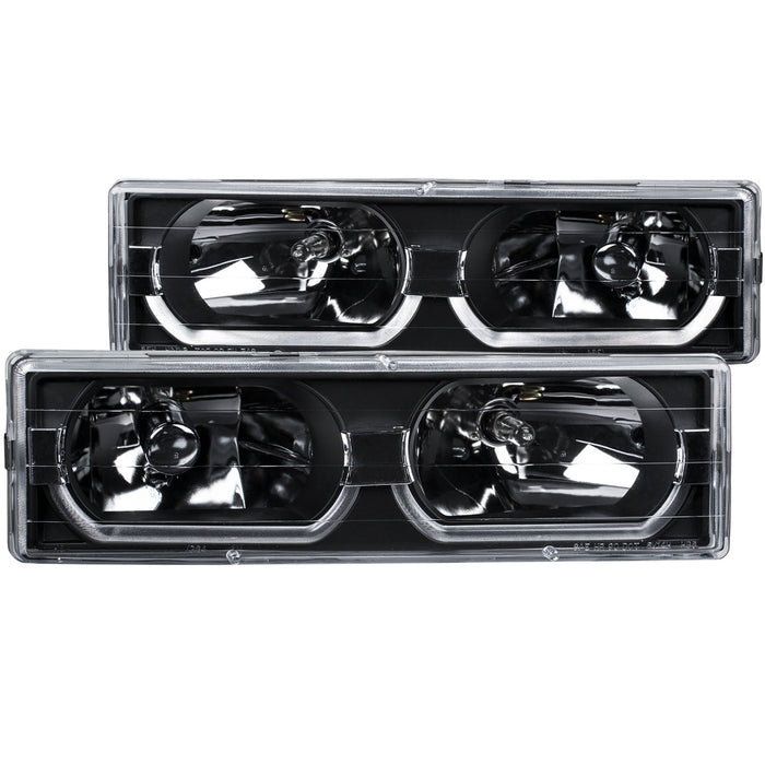 Anzo USA 111299 Crystal Headlight Set; Clear Lens; Black Housing; Pair; w/Low Brow; - Truck Part Superstore
