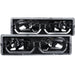 Anzo USA 111299 Crystal Headlight Set; Clear Lens; Black Housing; Pair; w/Low Brow; - Truck Part Superstore