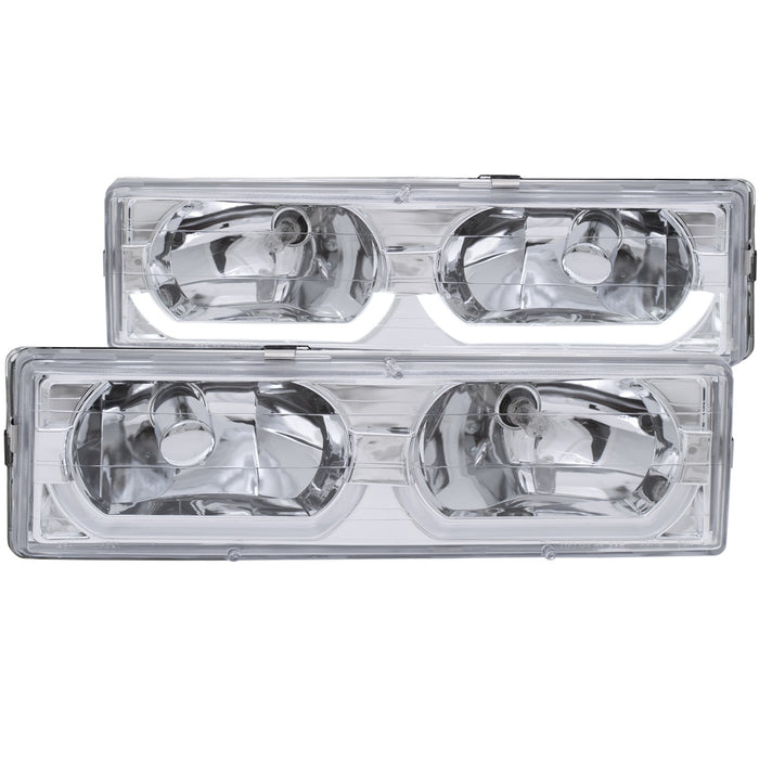 Anzo USA 111300 Crystal Headlight Set; Clear Lens; Chrome Housing; Pair; w/Low Brow; - Truck Part Superstore