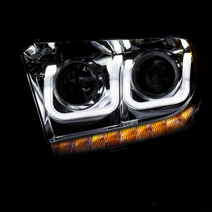 Anzo USA 111319 Projector Headlight Set; Clear Lens; Chrome Housing; Pair; w/U-Bar; - Truck Part Superstore