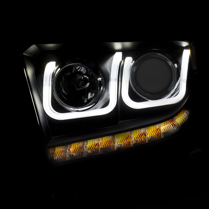 ANZO USA 111326 Projector Headlight Set; Clear Lens; Black Housing; Pair; w/U-Bar/DRL; - Truck Part Superstore