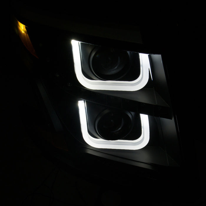 Anzo USA 111340 Projector Headlight Set; Clear Lens; Black Housing; Amber; Pair; w/U-Bar; - Truck Part Superstore