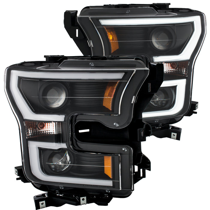 Anzo USA 111347 Projector Headlight Set; Amber Lens; Black Housing; Pair; w/Plank Style Back; - Truck Part Superstore
