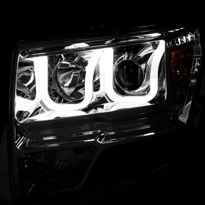 Anzo USA 111352 Projector Headlight Set; Clear Lens; Chrome Housing; Amber; Pair; w/U-Bar; - Truck Part Superstore