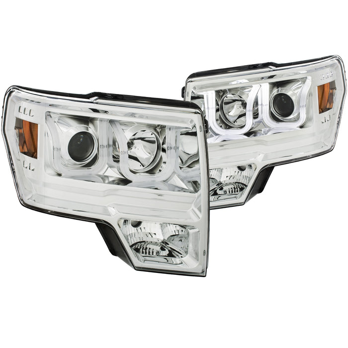 Anzo USA 111352 Projector Headlight Set; Clear Lens; Chrome Housing; Amber; Pair; w/U-Bar; - Truck Part Superstore
