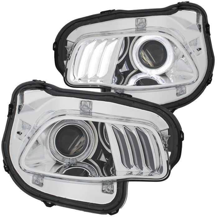 Anzo USA 111354 Projector Headlight Set; Clear w/White And Red Lens; Chrome Housing; Pair; - Truck Part Superstore