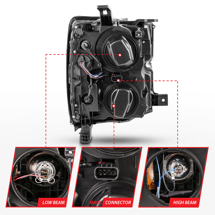 Anzo USA 111360 Projector Headlight Set; w/Plank Style Design; Chrome; - Truck Part Superstore