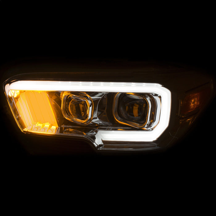 Anzo USA 111378 Projector Headlight Set; Plank Style Design Chrome w/Amber Lens; w/Halogen DRL; - Truck Part Superstore