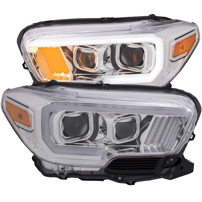 Anzo USA 111378 Projector Headlight Set; Plank Style Design Chrome w/Amber Lens; w/Halogen DRL; - Truck Part Superstore