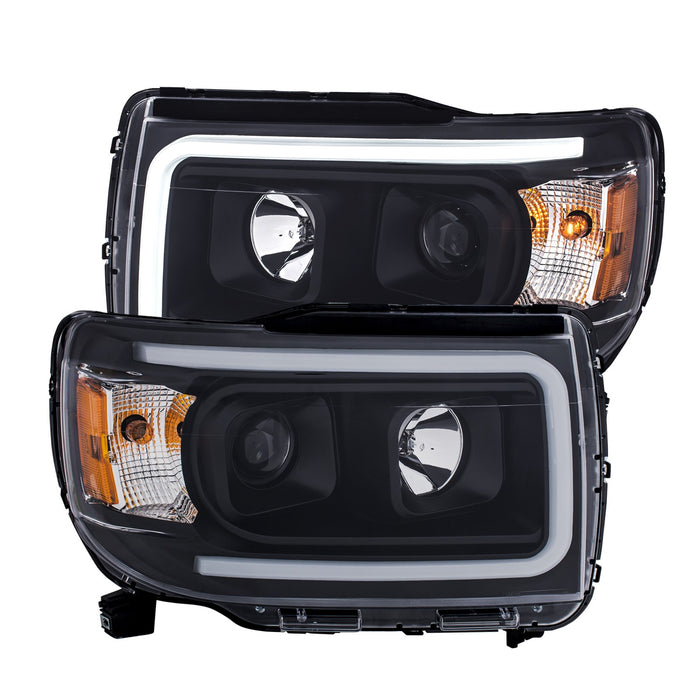 Anzo USA 111381 Projector Headlight Set; Plank Style; Clear Lens; Black Housing; Amber; Pair; - Truck Part Superstore