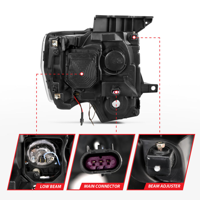 Anzo USA 111383 Projector Headlight Set w/U-Bar Switchback; Black w/Amber; - Truck Part Superstore