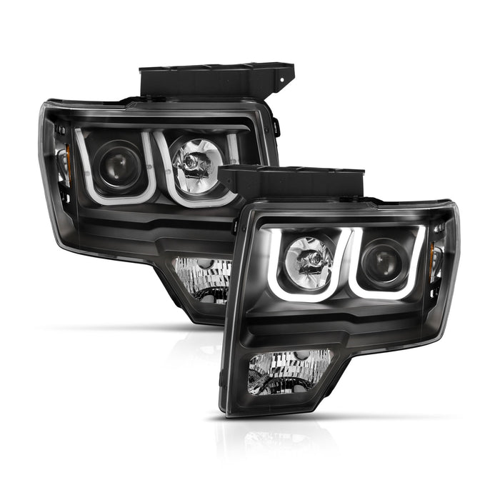 Anzo USA 111383 Projector Headlight Set w/U-Bar Switchback; Black w/Amber; - Truck Part Superstore