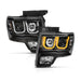 Anzo USA 111383 Projector Headlight Set w/U-Bar Switchback; Black w/Amber; - Truck Part Superstore