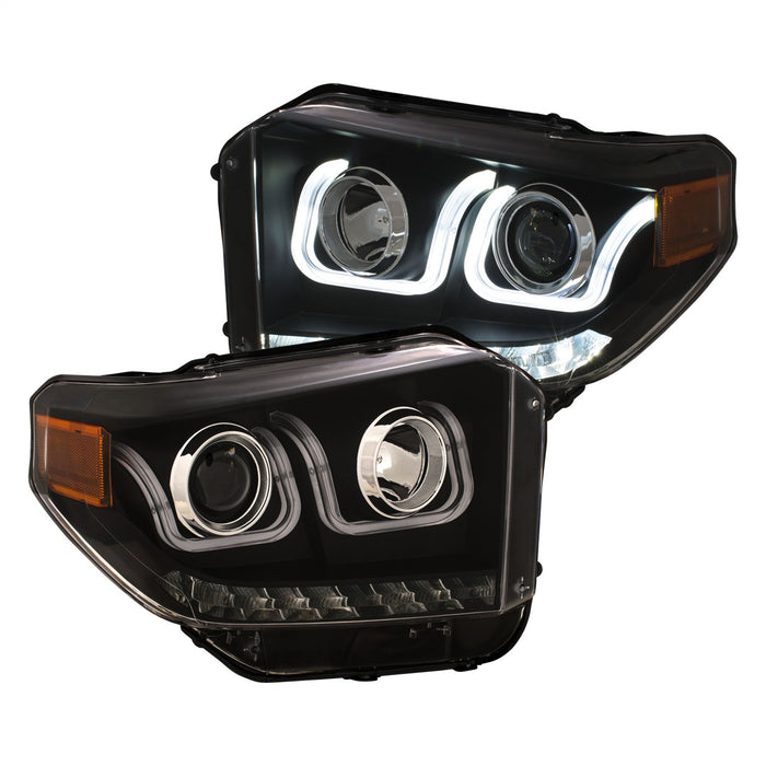 Anzo USA 111387 Projector Headlight Set w/U-Bar Switchback; Black w/Amber; - Truck Part Superstore