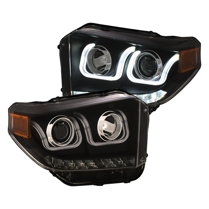 Anzo USA 111387 Projector Headlight Set w/U-Bar Switchback; Black w/Amber; - Truck Part Superstore
