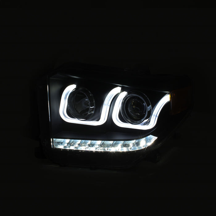 Anzo USA 111387 Projector Headlight Set w/U-Bar Switchback; Black w/Amber; - Truck Part Superstore