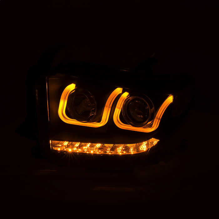 Anzo USA 111387 Projector Headlight Set w/U-Bar Switchback; Black w/Amber; - Truck Part Superstore