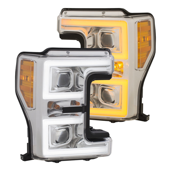 Anzo USA 111389 Projector Headlight Set; w/Plank Style Switchback; Chrome w/Amber; - Truck Part Superstore