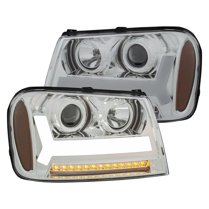Anzo USA 111391 Projector Headlight Set; w/Plank Style Design; Chrome w/Amber; - Truck Part Superstore