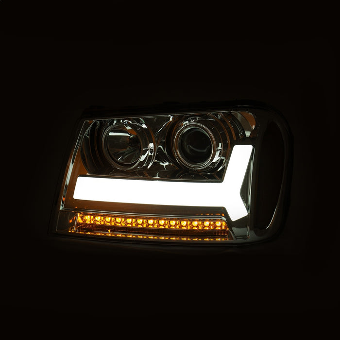 Anzo USA 111391 Projector Headlight Set; w/Plank Style Design; Chrome w/Amber; - Truck Part Superstore