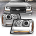 Anzo USA 111391 Projector Headlight Set; w/Plank Style Design; Chrome w/Amber; - Truck Part Superstore