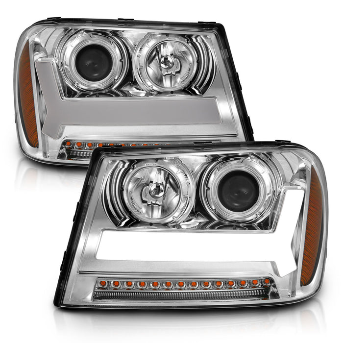 Anzo USA 111391 Projector Headlight Set; w/Plank Style Design; Chrome w/Amber; - Truck Part Superstore