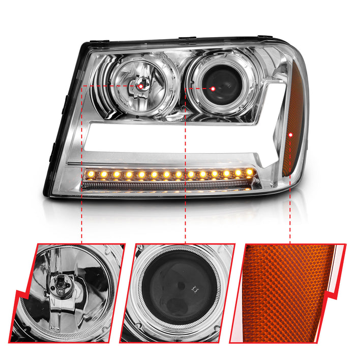 Anzo USA 111391 Projector Headlight Set; w/Plank Style Design; Chrome w/Amber; - Truck Part Superstore
