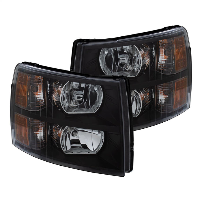 Anzo USA 111393 Crystal Headlight Set; Clear Lens; Black Housing; White/Amber; - Truck Part Superstore