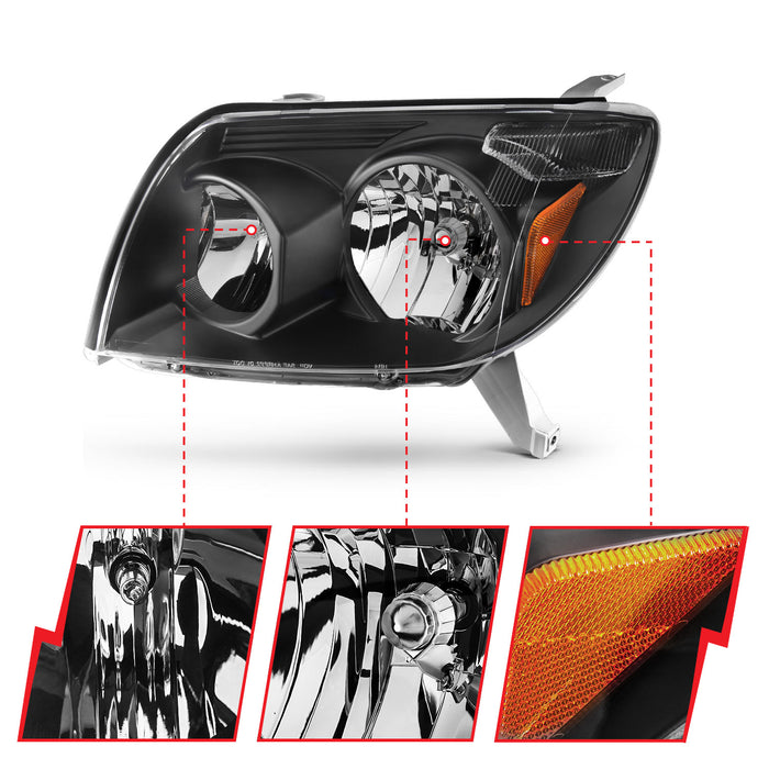 Anzo USA 111394 Crystal Headlight Set; Clear Lens; Black Housing; White/Amber; - Truck Part Superstore