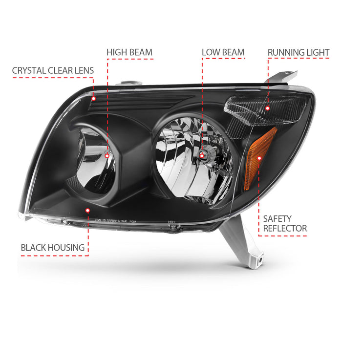 Anzo USA 111394 Crystal Headlight Set; Clear Lens; Black Housing; White/Amber; - Truck Part Superstore
