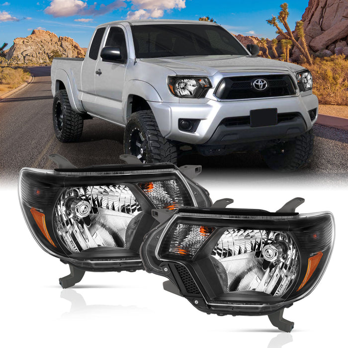 Anzo USA 111395 Crystal Headlight Set; Clear Lens; Black Housing; White/Amber; - Truck Part Superstore