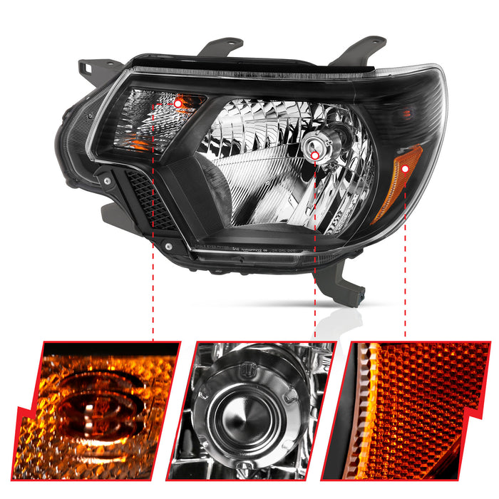 Anzo USA 111395 Crystal Headlight Set; Clear Lens; Black Housing; White/Amber; - Truck Part Superstore