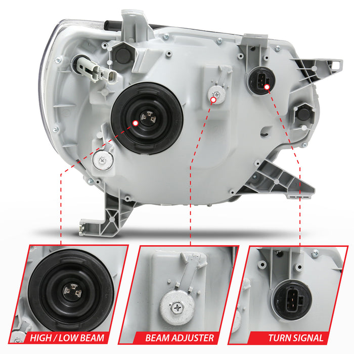 Anzo USA 111395 Crystal Headlight Set; Clear Lens; Black Housing; White/Amber; - Truck Part Superstore