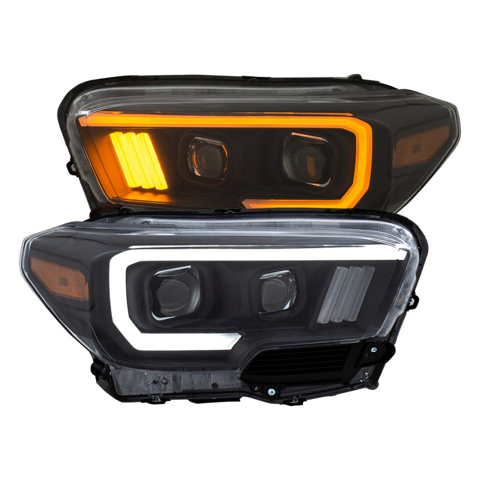 Anzo USA 111396 Projector Headlight Set; w/Plank Style Switchback; Black w/Amber; - Truck Part Superstore