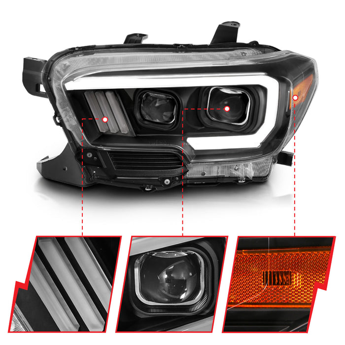 Anzo USA 111396 Projector Headlight Set; w/Plank Style Switchback; Black w/Amber; - Truck Part Superstore