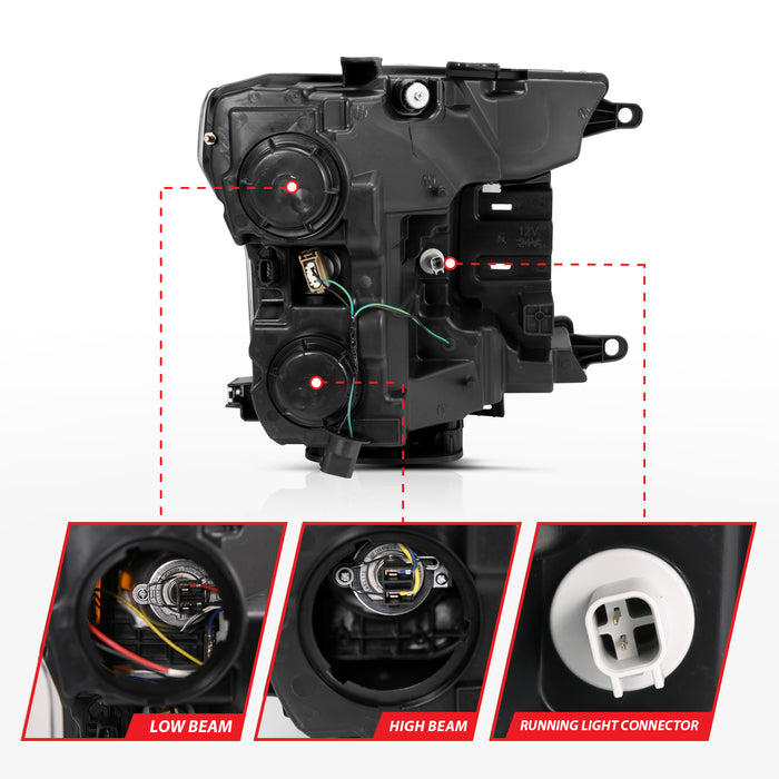 Anzo USA 111398 Projector Headlight Set; w/Plank Style Switchback; Black w/Amber; Pair; - Truck Part Superstore