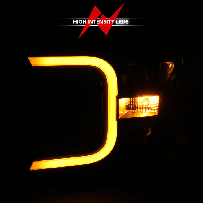 Anzo USA 111398 Projector Headlight Set; w/Plank Style Switchback; Black w/Amber; Pair; - Truck Part Superstore