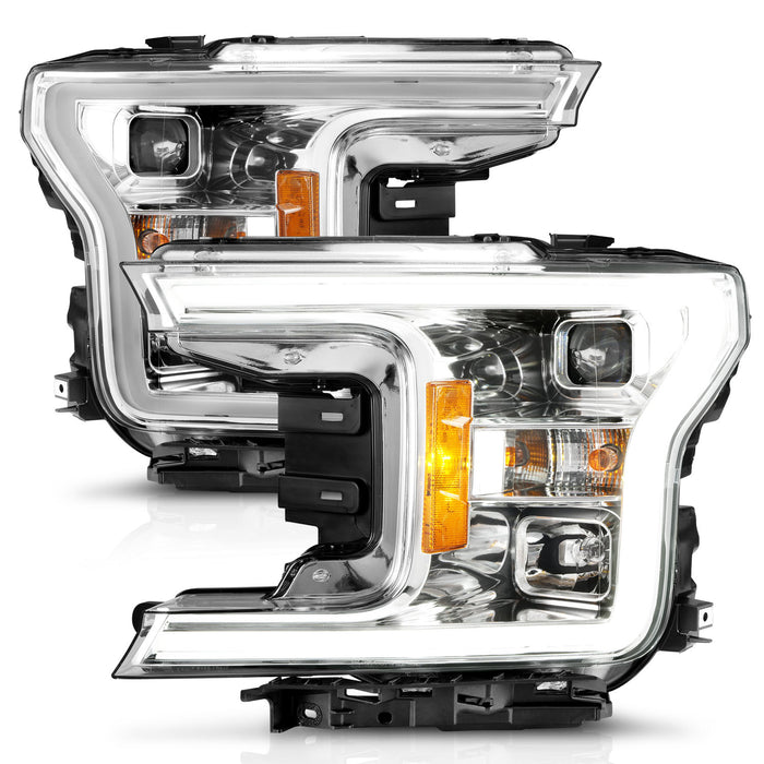 Anzo USA 111399 Projector Headlight Set; w/Plank Style Switchback; Chrome w/Amber; Pair; - Truck Part Superstore