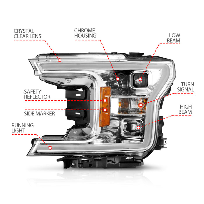 Anzo USA 111399 Projector Headlight Set; w/Plank Style Switchback; Chrome w/Amber; Pair; - Truck Part Superstore