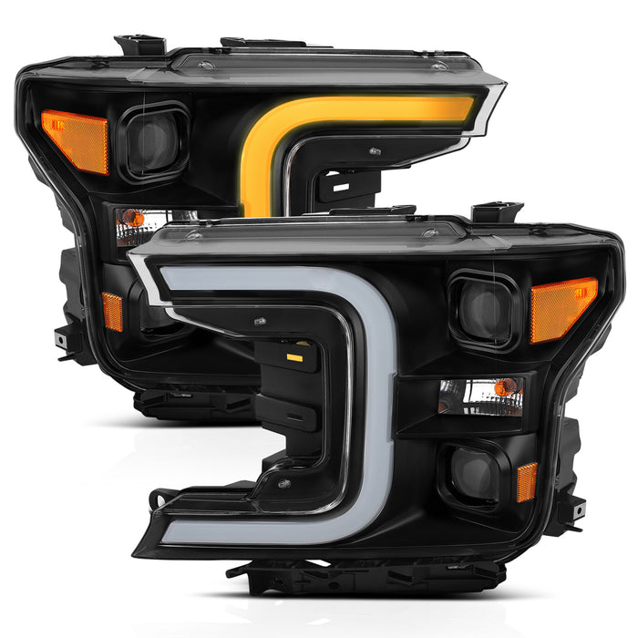 Anzo USA 111400 Projector Headlight Set; w/Plank Style Switchback; Black w/Amber; LED; - Truck Part Superstore