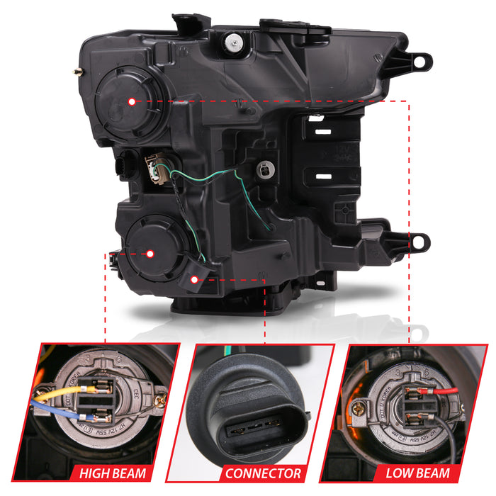 Anzo USA 111400 Projector Headlight Set; w/Plank Style Switchback; Black w/Amber; LED; - Truck Part Superstore