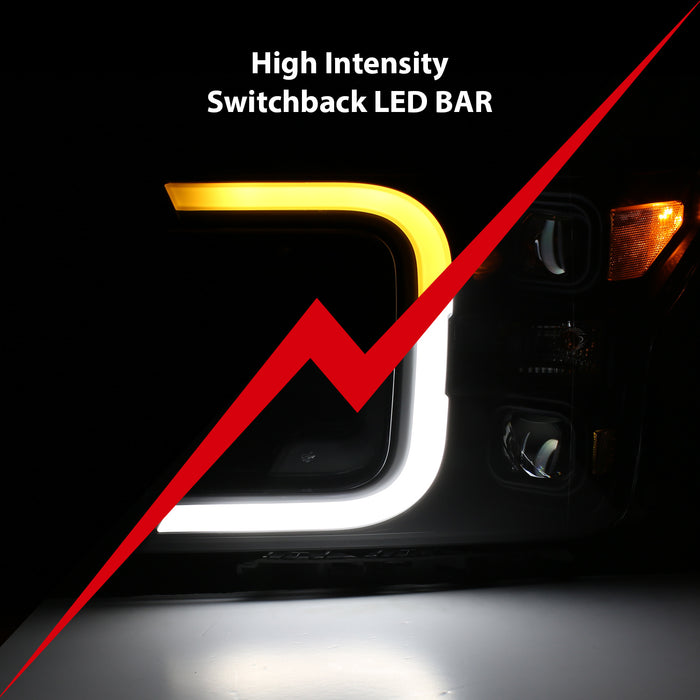 Anzo USA 111400 Projector Headlight Set; w/Plank Style Switchback; Black w/Amber; LED; - Truck Part Superstore